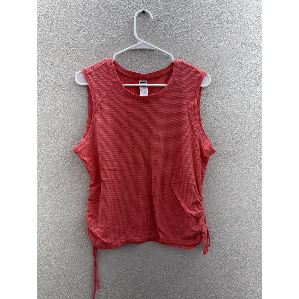 RBX Womens Tank Top Size Large Orange Sleeveless Ruched Sides Fitness Top